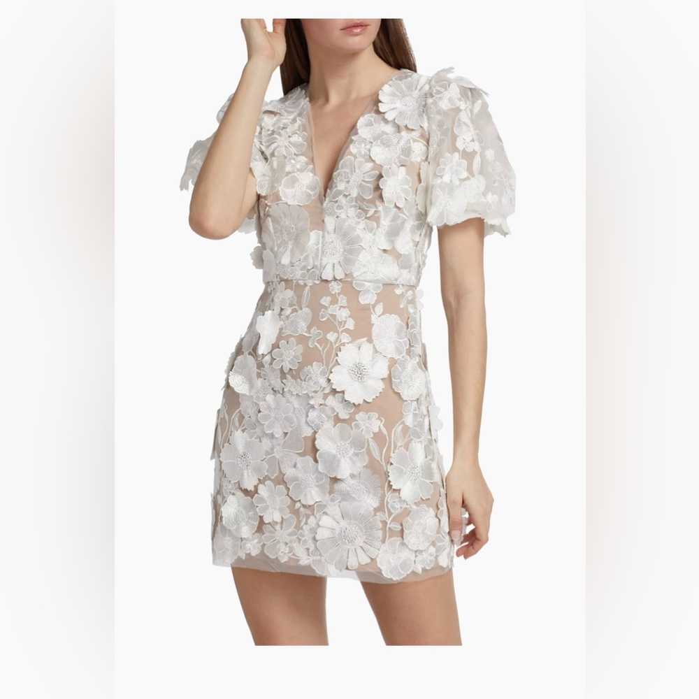 Brand new with tags Zayla Floral Lace Puff-Sleeve Minidress